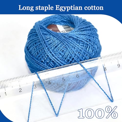 Double Mercerized Egyptian Long Staple Cotton Pearl Thread Ball 10 Grams Rainbow Color Embroidery Thread 12 Colors per Box for Crochet Hardanger Cross Stitch Hand Embroidery,Bluegreen Series - color: bluegreen series