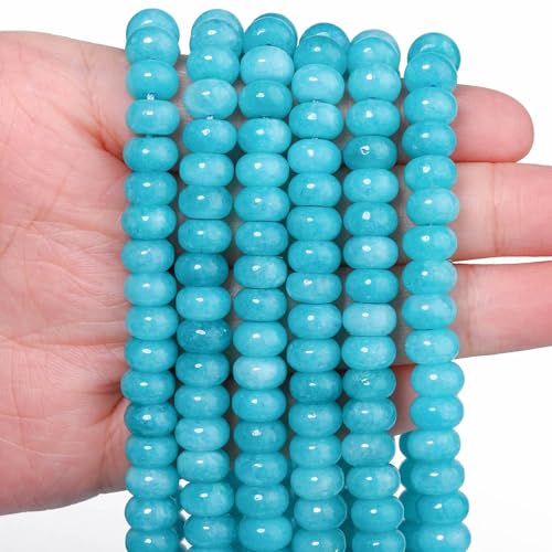 Songxi 5x8mm Amazonite Stone Rondelle Beads, 73PCS Spacer Round Loose Abacus Beads for Jewelry Making, Gemstone for Bracelet Necklace Earrings, Arts and Crafts - color: Amazonite