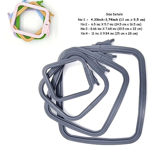 Nurge Square Embroidery Hoop - Plastic Cross Stitch Frame for Needlepoint & Embroidery - Adjustable Craft Hoop - Anthracite - No:1 (X Small) - color: Anthracite, size: No:1 (X Small)