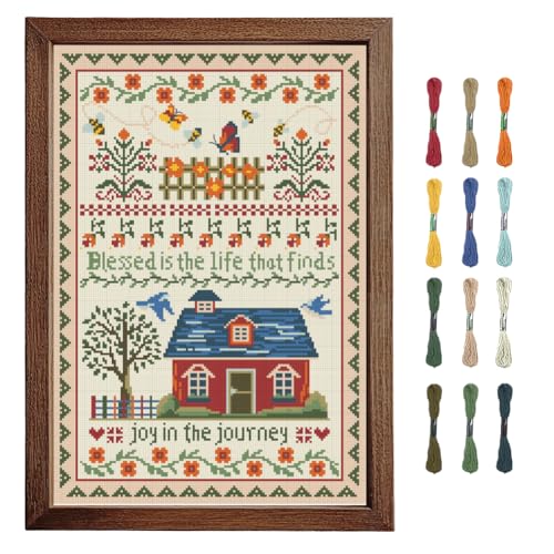 FREEBLOSS Cross Stitch Wall Hanging Kits Joy in The Journey 13.8 * 19.7inch