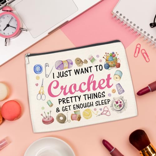 Crochet Gifts Makeup Bag for Women Knitters Crocheters - color: Multicolor E