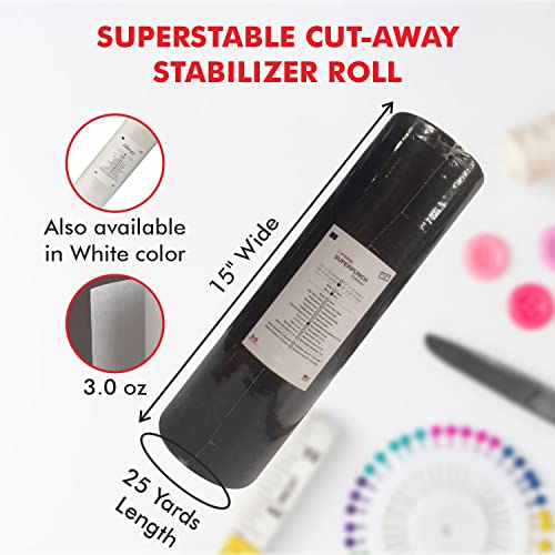 Superpunch Cutaway Embroidery Stabilizer, 3.0 oz, Black, 15 in x 25 yd - color: Black, size: 15" x 25 yards roll