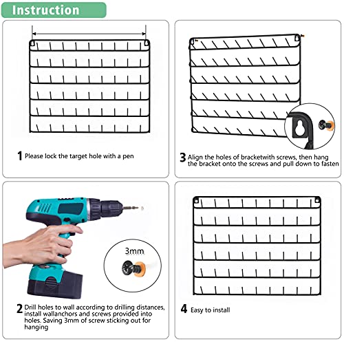HAITRAL 4 Set of 54-Spool Sewing Thread Rack, Wall-Mounted Metal Sewing Thread Holder, Hair-braiding Organizer, Black - color: Black