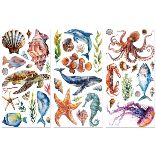 Peacoblue Undersea World Rub On Transfers for Furniture Craft 6"x12" - style: Undersea World