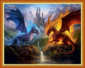 Dimensean Stamped Cross Stitch Kits Full Range of Embroidery Patterns Starter Kits for Beginners Adult DIY Cross Stitches Needlepoint Kits 11CT-Water Fire Dragon 16x20 inch - color: Craftpattern61