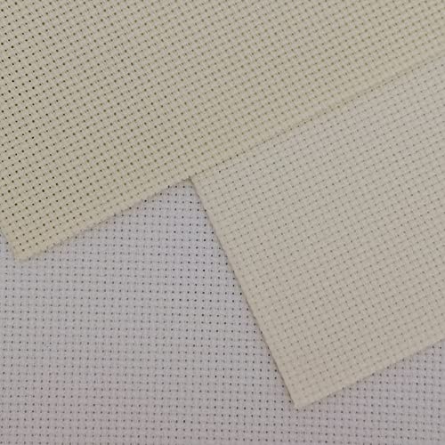 KCS 3 pc of 12" x 18" 14CT Counted Cotton Aida Cloth Cross Stitch Fabric (White+Natural Antique White+Cream) - color: White+natural Antique White+cream