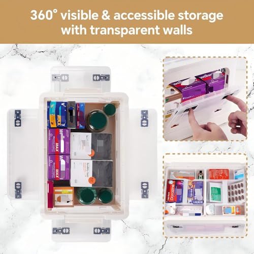 2-Tier Medicine Organizer - 30qt Plastic Foldable Storage Box with Handle - color: Foldable-30qt
