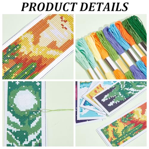 INFUNLY 6PCS Landscape Cross Stitch Bookmark Kit for Adults Mountain Cross Stitch Kits DIY Crossstitch Kits Natural Scenery Stamped Embroidery Bookmark Kit with Instructions for Book Lovers Readers - style: Scenery