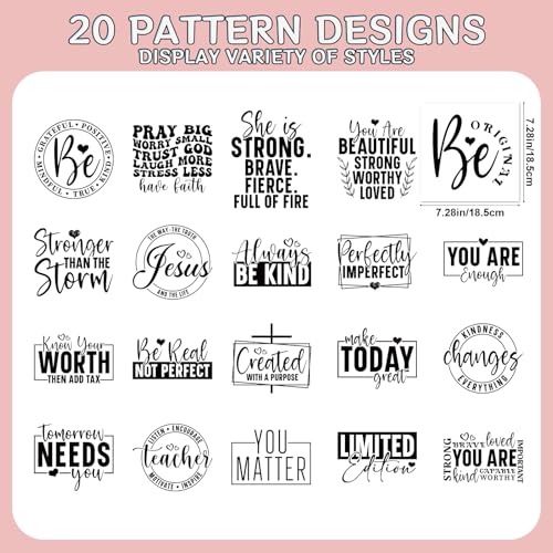 Inspirational Quotes Iron on Transfer - 20Pcs DTF Transfers Ready to Press, Motivational Sayings Iron on Patches Decals, Positive Heat Transfer Stickers for DIY Tshirts Clothes Hoodies - color: Inspirational Quotes 225