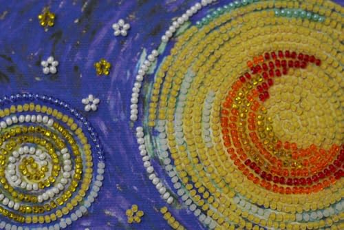 Wizardi Bead Embroidery Kit - Starlight Night. Colorful Beads, Beading Needles. DIY Kit. Embroidery for Beginners. Home Decor. AB-397 Abris Art - color: Starlight night