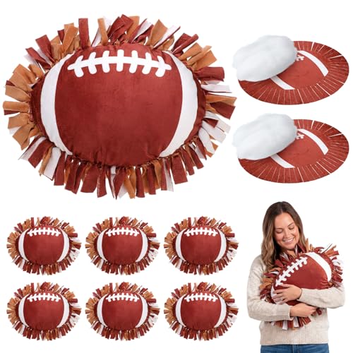 Weysat 6 Sets Football Tied Pillow Craft Kit DIY Football Shaped Pillow Craft Adults Gifts with PP Cotton for Sports Theme Party Room Decor VBS Favors Giveaways - style: Football