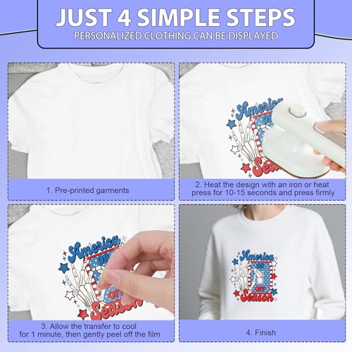 Rngmsi Dtf Transfers Ready to Press - 30 Pcs 4th of July Iron on Transfers for T-Shirts, America Independence Day Iron on Stickers, USA Heat Transfer Vinyl Decals for DIY Fabric Clothes Decor - style: 4th of July