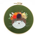 Mozzyyee Embroidery Starter kit, DIY Adult Beginner Embroidery Kits, Including Cloth with Cat Patterns, Colored Threads, Needles, Hoops and Instructions (Green) - color: Green