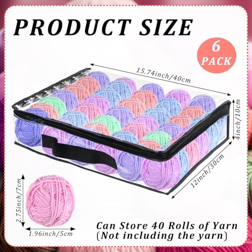 YEXEXINM 6 Pack Clear Yarn Storage Bags, 16x12x4 Inches, Clear PVC & Nylon, Zipper Closure, Ideal for Knitting, Crochet, Clothing & Toys