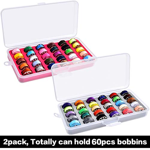 FULLCASE Bobbin Holder and Bobbin Case, 2-Pack Clear Storage, Holds 60