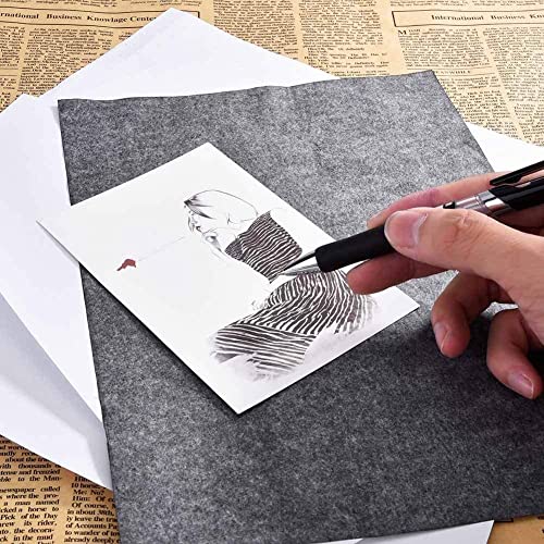 200 Sheets Carbon Paper Graphite Paper Black Carbon Transfer (8.5 x 11.5 inch) with 5 PCS Embossing Styluses Dotting Tools for Wood Paper Canvas Craft