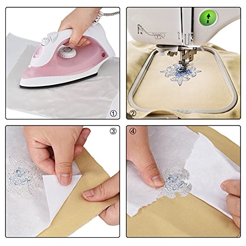 Simthread Fusible Tear Away Stabilizer Backing - 1.8 Ounces Medium Weight 12" x 20M/Roll (21.8Y) for Machine Embroidery - size: Fusible 12"x20M Roll