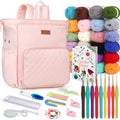 Coopay All-in-One Crochet Kit for Beginners Adults Kids-Ideal Crochet Gift - color: Pink Backpack
