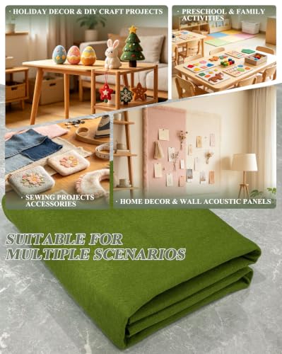 Moss Green Felt Fabric 36" X 36" 1.6mm Thick Soft Square Felt Sheet - color: Moss Green