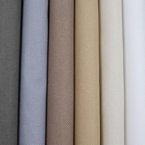 KCS 6 pc of 15" x 18" (38cmx45cm) Counted Cotton Aida Cloth Cross Stitch Fabric Rolled Box (18CT-F) - color: 18ct-f