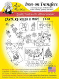 Aunt Martha's Iron On Embroidery Pattern Santa, Reindeer & More #3860