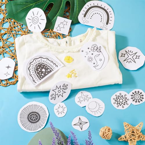 Magibeads 60Pcs Moon Sun Star Water Soluble Embroidery Stabilizer Adhesive Stick and Stitch Embroidery Transfer Paper for Hand Sewing Beginners Adults - color: Moon & Sun & Star