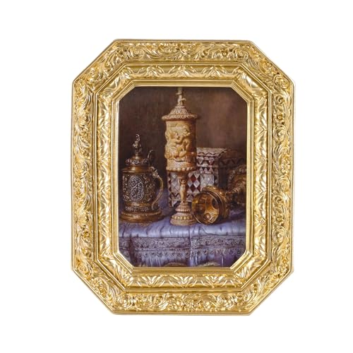Vintage Picture Frames 2.5x3.5 Octagon Gold Antique Ornate Picture Frames for Tabletop and Wall Mount with Glass Front Retro Home Decor Old Fashioned Victorian Photo Gallery Wall Decor - color: Gold, size: 2.5x3.5