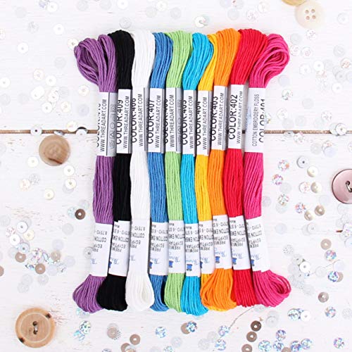 ThreadArt Embroidery Floss Kit in Rainbow Bright Colors - Six Strand Set - color: RAINBOW BRIGHT COLORS