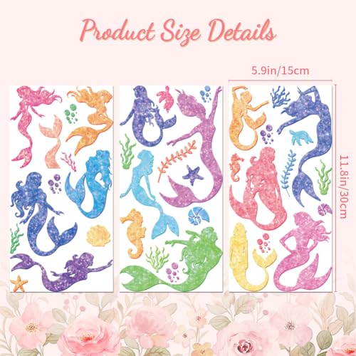 Peacoblue Colorful Mermaid Rub On Transfers for Furniture Craft 6"x12" - style: Colorful Mermaid