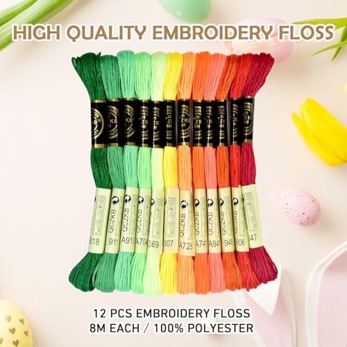 Premium Rainbow Color Embroidery Floss - Cross Stitch Threads - Friendship Bracelets Floss - Crafts Floss - 12 Skeins Per Pack Embroidery Floss,Red-Green Gradient - color: Red-Green Gradient