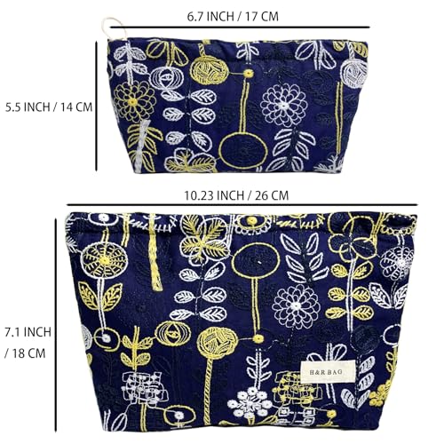 getgto 2 Pcs Makeup Bags, Large Cosmetic Bag Travel Toiletry Bag - color: Blue-tree