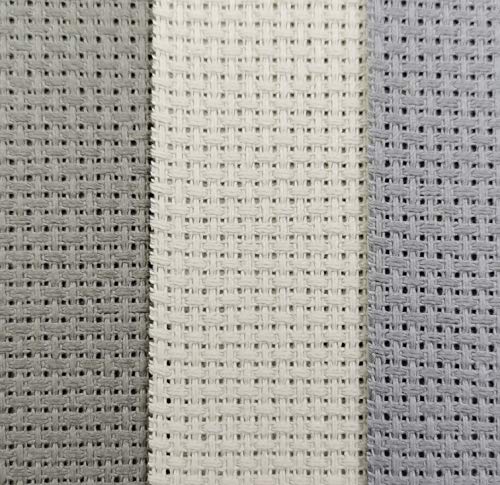 KCS 3 pc of 12" x 18" 14CT Counted Cotton Aida Cloth Cross Stitch Fabric (Pearl Grey+Light Steel Grey+Medium Grey) - color: Pearl Grey+light Steel Grey+medium Grey