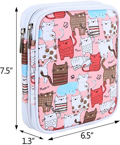 Teamoy Crochet Hook Organizer Case, Empty Crochet Hook Holder, Cats Pink - color: Cats Pink