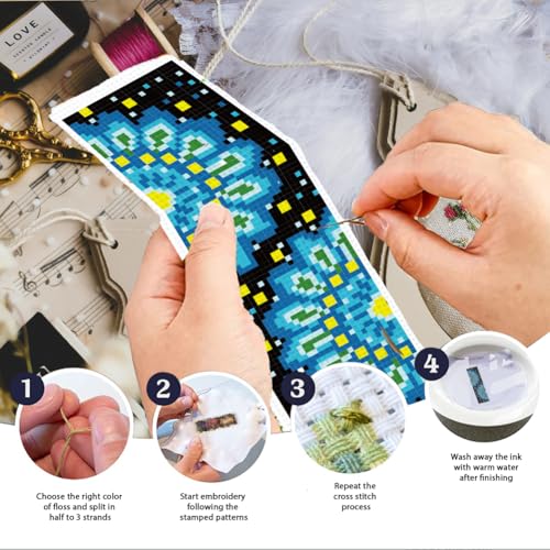 INFUNLY 6 Set Mandala Pattern DIY Cross Stitch Bookmark Kits for Beginners Art Floral Counted Cross Stitch Kit with Instruction Boho Flower Stamped Embroidery Bookmark Kit for Book Lovers Readers Gift - style: Dandala