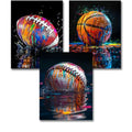 3 Pack Graffiti Ball Sports Stamped Cross Stitch Kits for Adults Beginners - color: Rugby, Basketball, Baseball