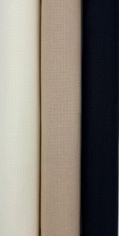 KCS 3 pc of 15" x 18"(38cmx45cm) Counted Cross Stitch Cotton Aida Cloth Needlework Rolled Fabric Box,16CT,Antique White+Khaki+Black - color: Antique White+khaki+black, size: 16CT