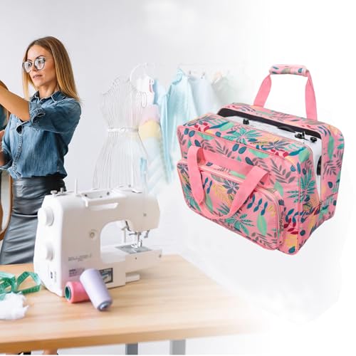 Sewing Machine Carrying Case, Sewing Machine Carrying Case Tote Bag Universal Handbag Organizer with Pockets and Handles Fits Most Standard Singers, Brothers, Janome - color: Pink