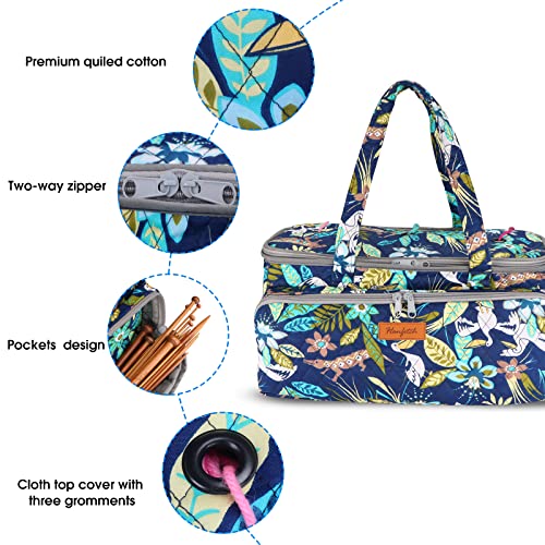 Yarn Bag-Large Size-Yarn Storage Organizer with Grommets-Portable Crochet Bag for Yarn Skeins-Crochet Hooks-Knitting Needles -Other Accessories (Rainforest) - color: Rainforest