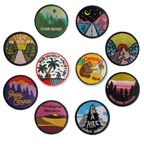Camping Iron on Patches, Camping Outdoor Embroidered Appliques Sew on Patches for Clothing, Hats, Backpacks, Jackets, and Bags - color: Camping Patches
