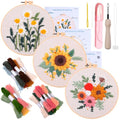Punch Needle Kit for Adults Beginners - 3 Sets DIY Embroidery Starter Kit - color: 10-flowers A4