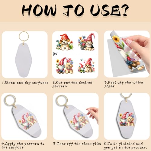 UV DTF Stickers 105 Pcs Puppy Gnomes UV DTF Cup Wrap for Glass - style: Spring Puppy Gnomes