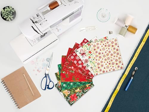 Craftido -25 Options- 100% Cotton Quilting Fabric Bundles 10pcs Fat Quarters 18”x21”-Medium Weight 5.2 oz- Soft Cotton for Quilting, Sewing Project, Patchwork, DIY Crafts – Winter Christmas - color: Winter Christmas