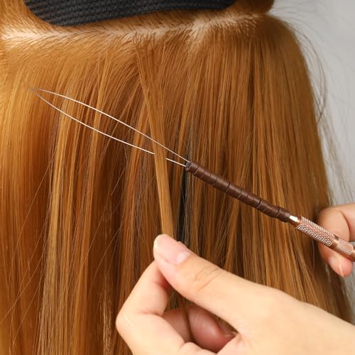 Hair Extension Loop Needle Threader and Pulling Hook for Micro Beads - Styling Tool Kit for Feathers Hair Extensions, 2 Black