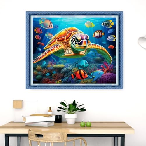 Dimensean Stamped Cross Stitch Kits Full Range of Embroidery Patterns Starter Kits for Beginners Adult DIY Cross Stitches Needlepoint Kits 11CT-Colorful Turtle 16x20 inch - color: Craftpattern06