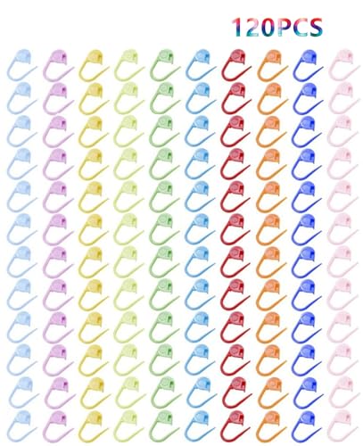 120 Pieces Knitting Crochet Locking Stitch Markers 10 Color,10 Pcs Large Eye Blunt Sewing Needles for Knitting Sewing Stitching Weaving with Storage Case