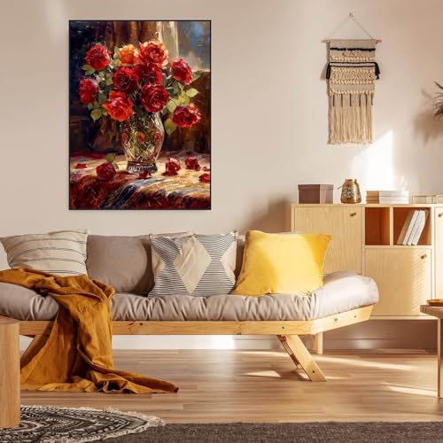 Dugsmgd Flowers Diamond Art Kits for Adults, Rose Diamond Painting 12X16 in - color: Rose
