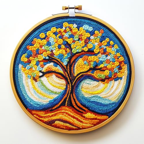 Punch Needle Kits for Beginners Golden Life Tree 20x20cm-1 - color: 02-Tree