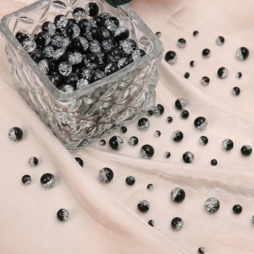400PCs 4mm Black Crackle Glass Beads Bulk, Round Smooth Hole Glass Crystal Beads for Jewelry Making, DIY Bracelets, Necklaces, Bag Charms, Keychains and Craft Projects - color: Black Crackle, size: 4MM