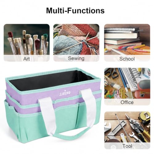 JJRING Craft Organizer Tote Bag Art Storage Caddy Green and Purple - color: Green&Purple, size: Small
