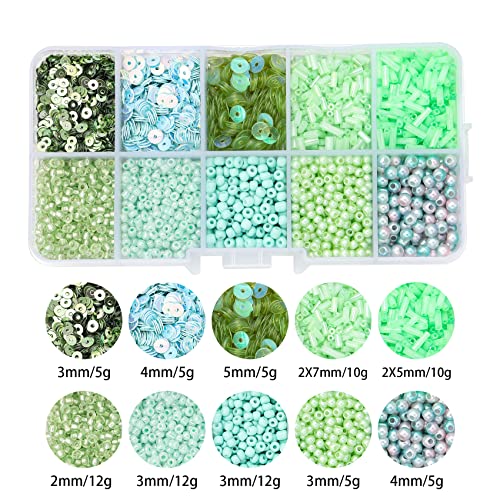 Apple Green Glass Seed Bugle Tube Beads for Jewelry Making - color: light green